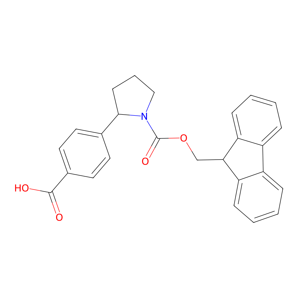 4-(1-{[(9H-fluoren-9-yl)methoxy]carbonyl}pyrrolidin-2-yl)benzoic acid molecular structure, CAS 2418606-86-5