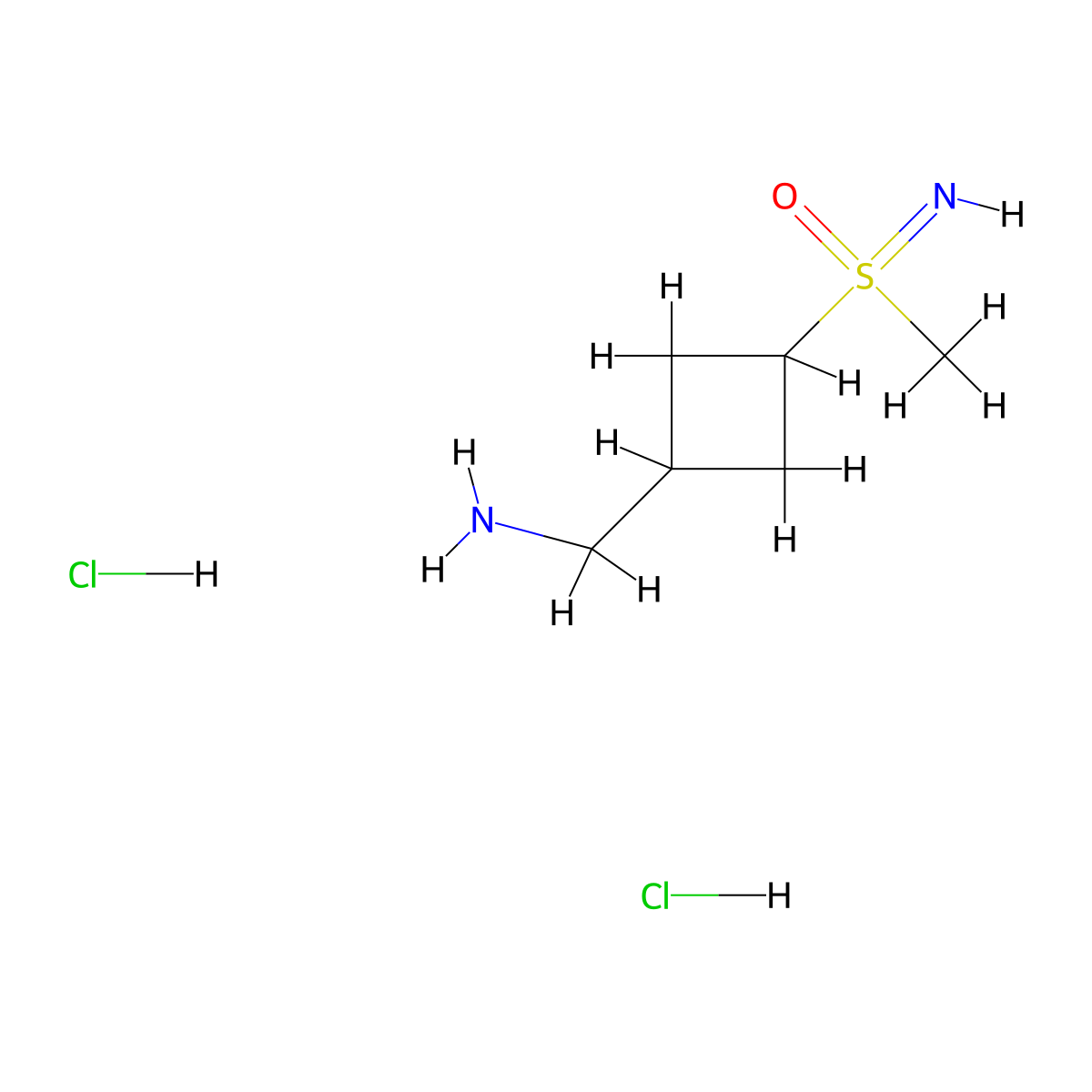 [3-(Methylsulfonimidoyl)cyclobutyl]methanamine;dihydrochloride molecular structure, CAS 2418629-92-0