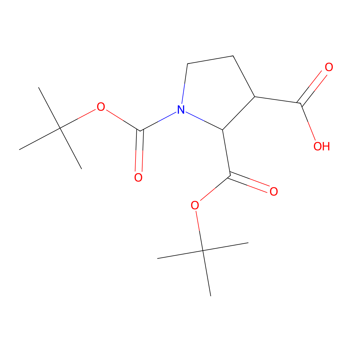 1,2-Bis[(2-methylpropan-2-yl)oxycarbonyl]pyrrolidine-3-carboxylic acid molecular structure, CAS 2418642-10-9