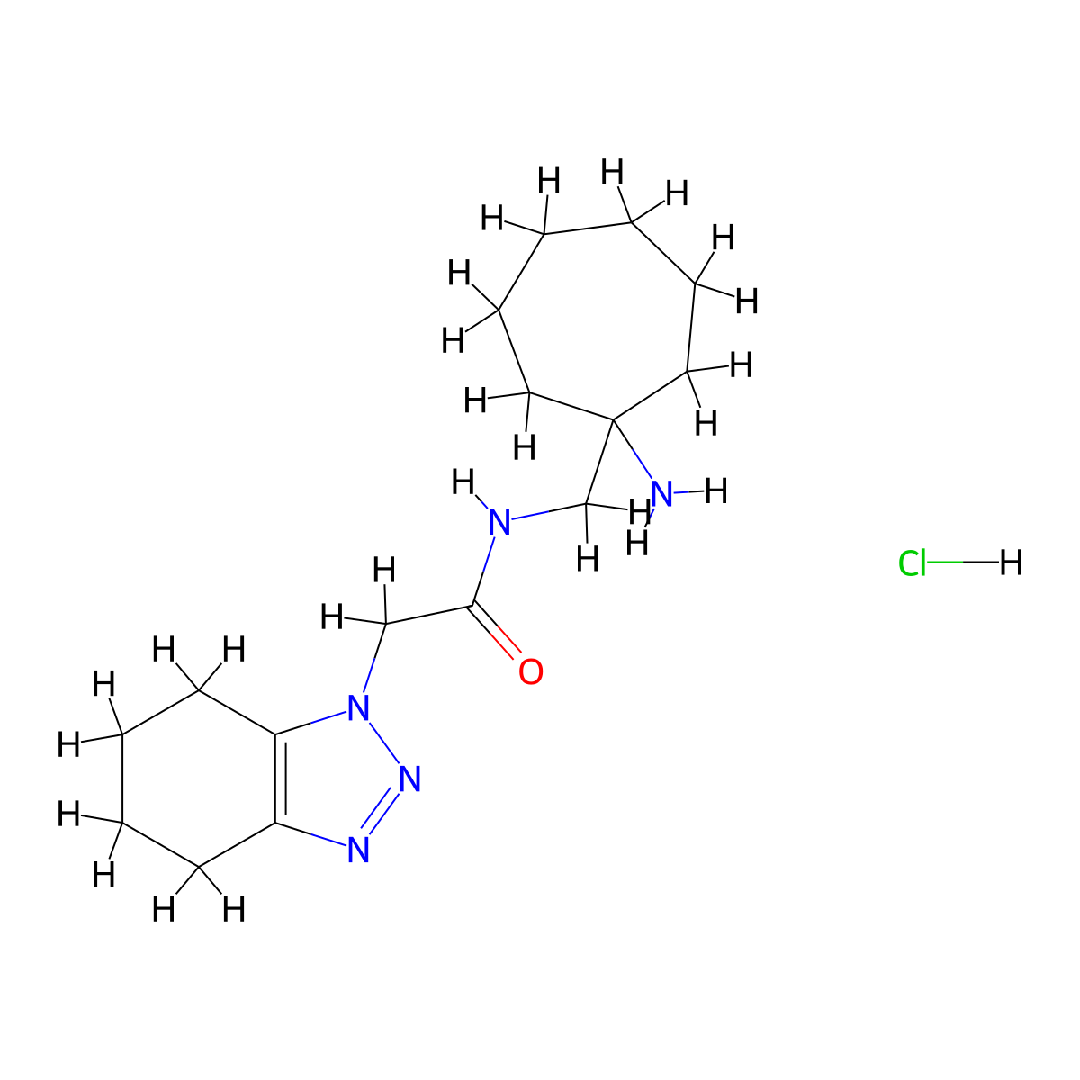 N-[(1-aminocycloheptyl)methyl]-2-(4,5,6,7-tetrahydro-1H-1,2,3-benzotriazol-1-yl)acetamide hydrochloride molecular structure, CAS 2418642-12-1