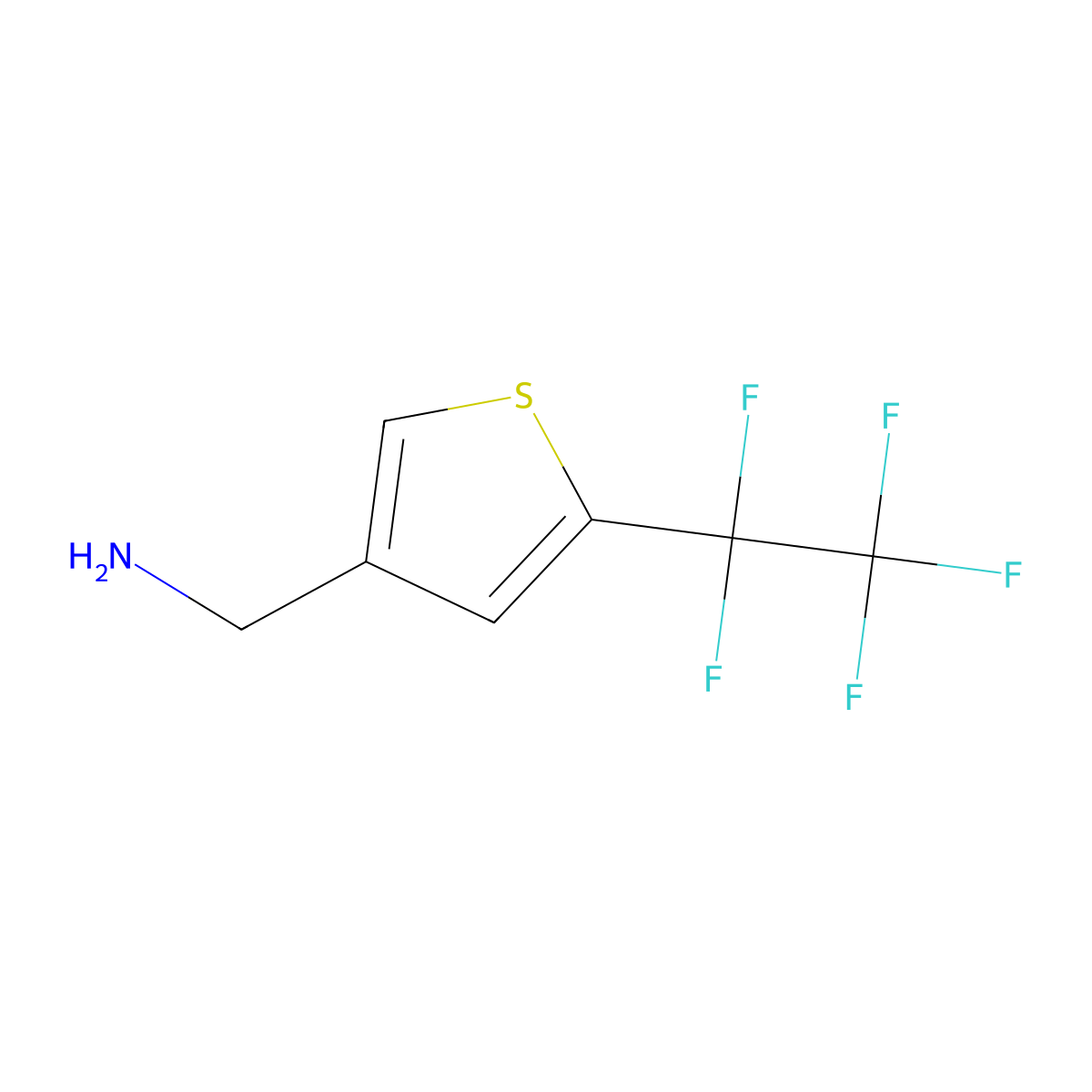 1-[5-(1,1,2,2,2-Pentafluoroethyl)thiophen-3-yl]methanamine molecular structure, CAS 2418642-50-7