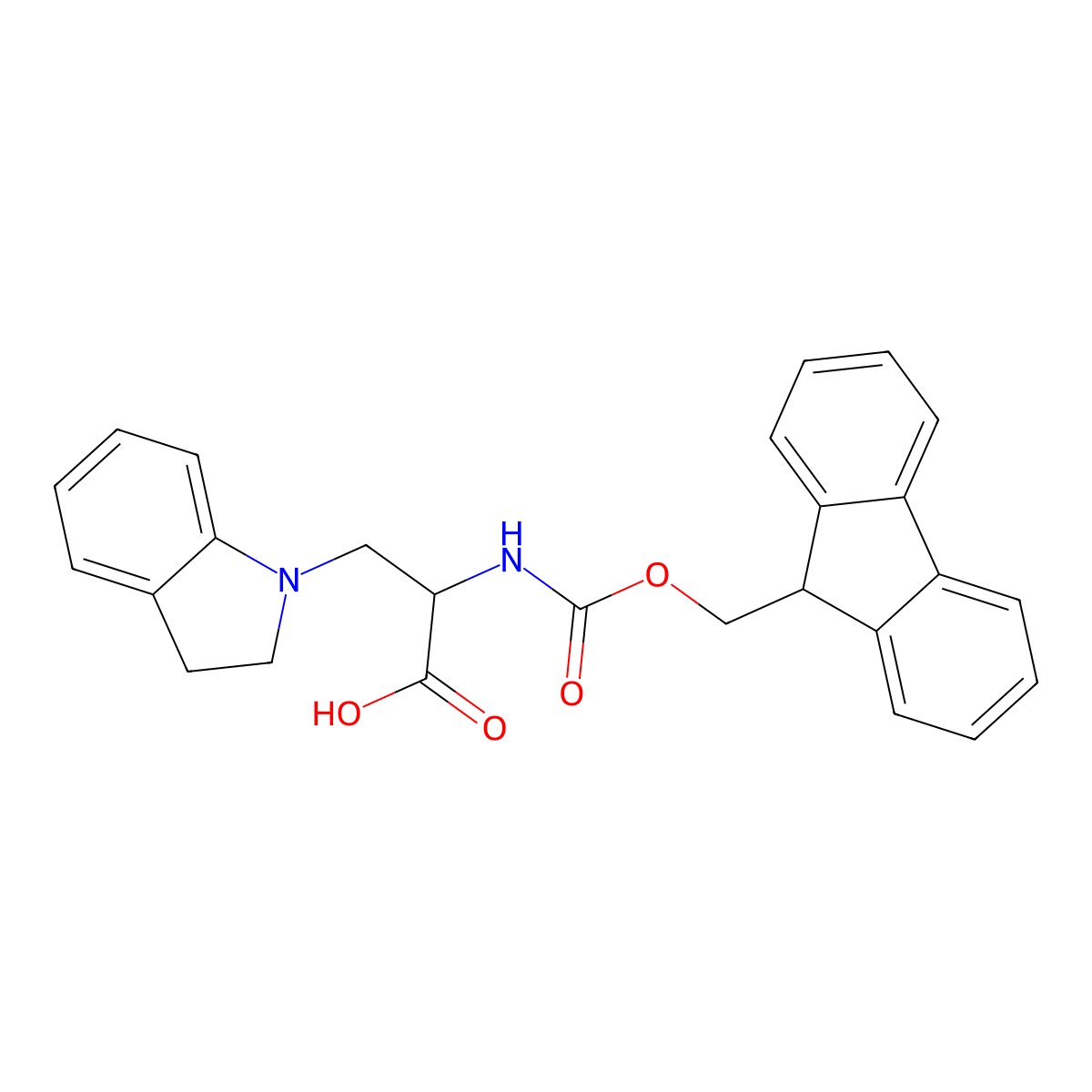 3-(2,3-dihydro-1H-indol-1-yl)-2-({[(9H-fluoren-9-yl)methoxy]carbonyl}amino)propanoicacid molecular structure, CAS 2418642-87-0