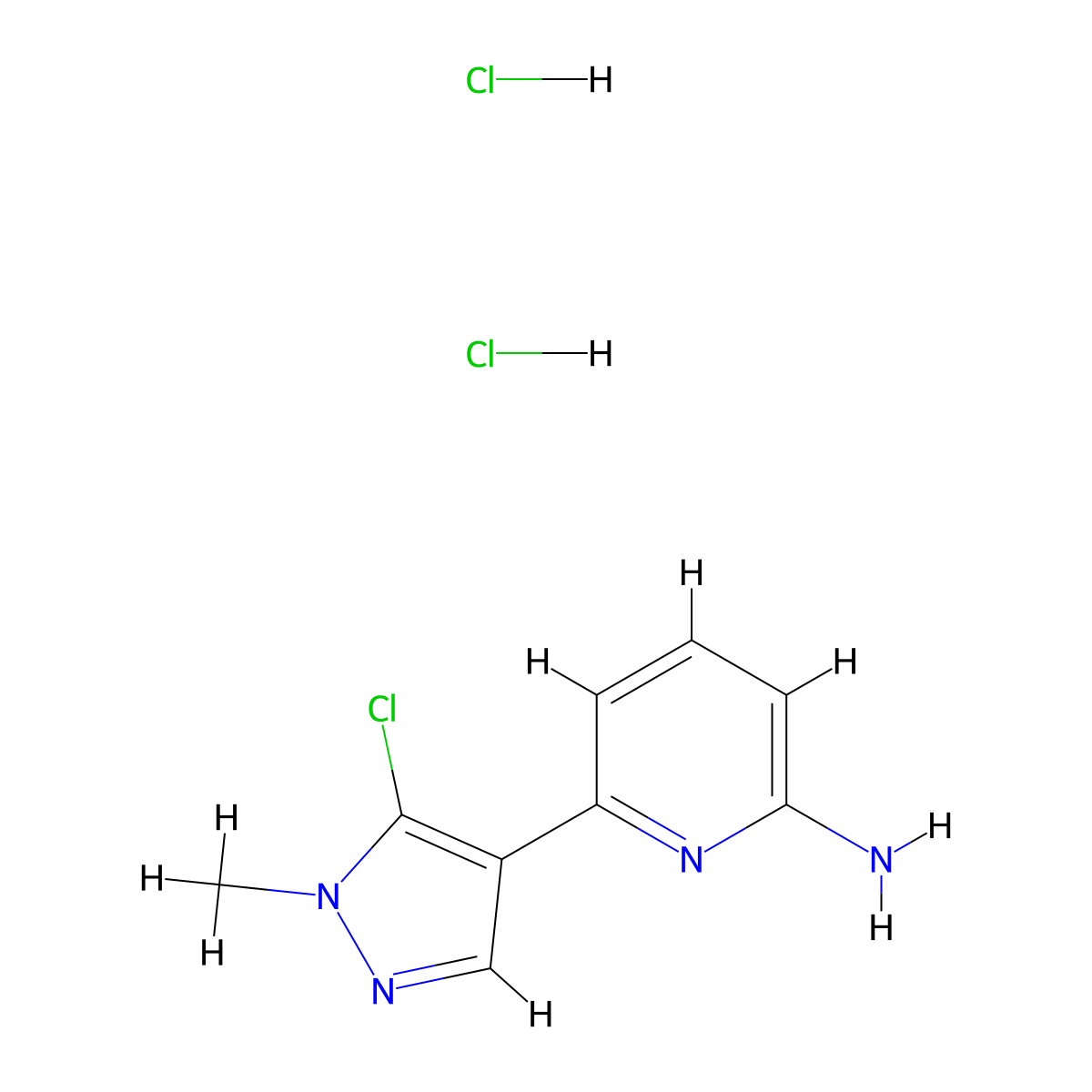 6-(5-chloro-1-methyl-1H-pyrazol-4-yl)pyridin-2-amine dihydrochloride molecular structure, CAS 2418643-25-9