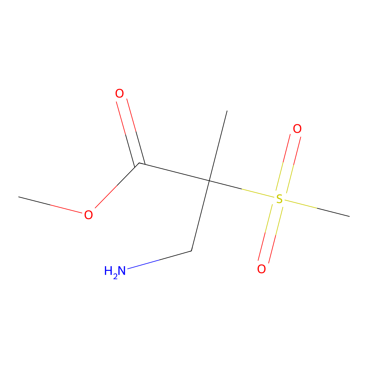 Methyl 3-amino-2-methanesulfonyl-2-methylpropanoate molecular structure, CAS 2418643-64-6