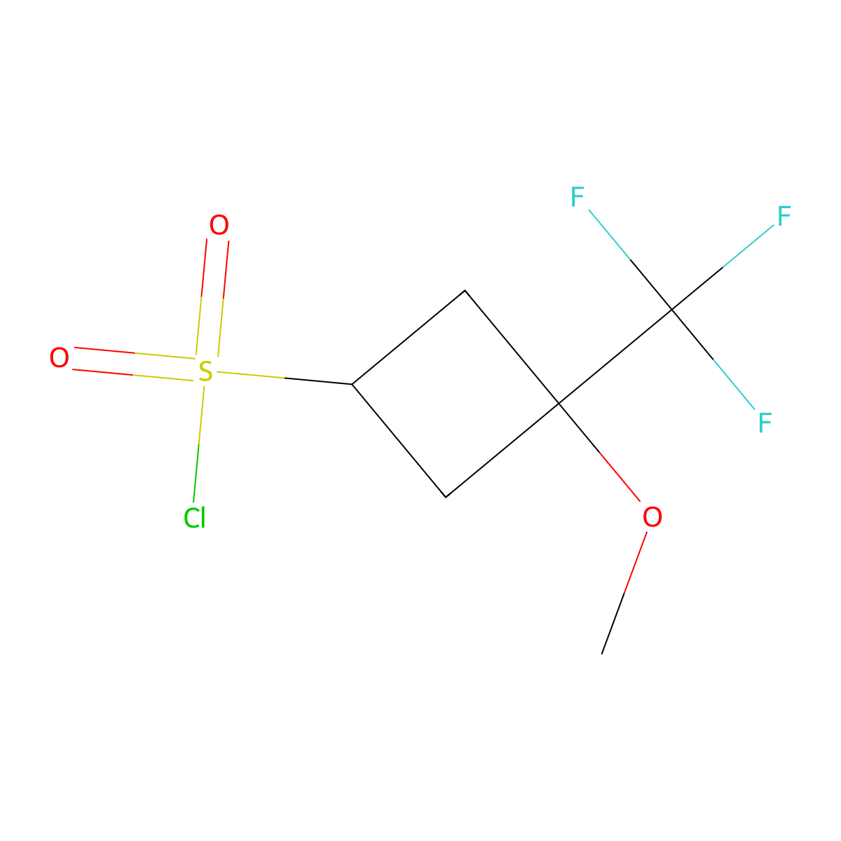 Rac-(1s,3s)-3-methoxy-3-(trifluoromethyl)cyclobutane-1-sulfonyl chloride molecular structure, CAS 2418643-65-7