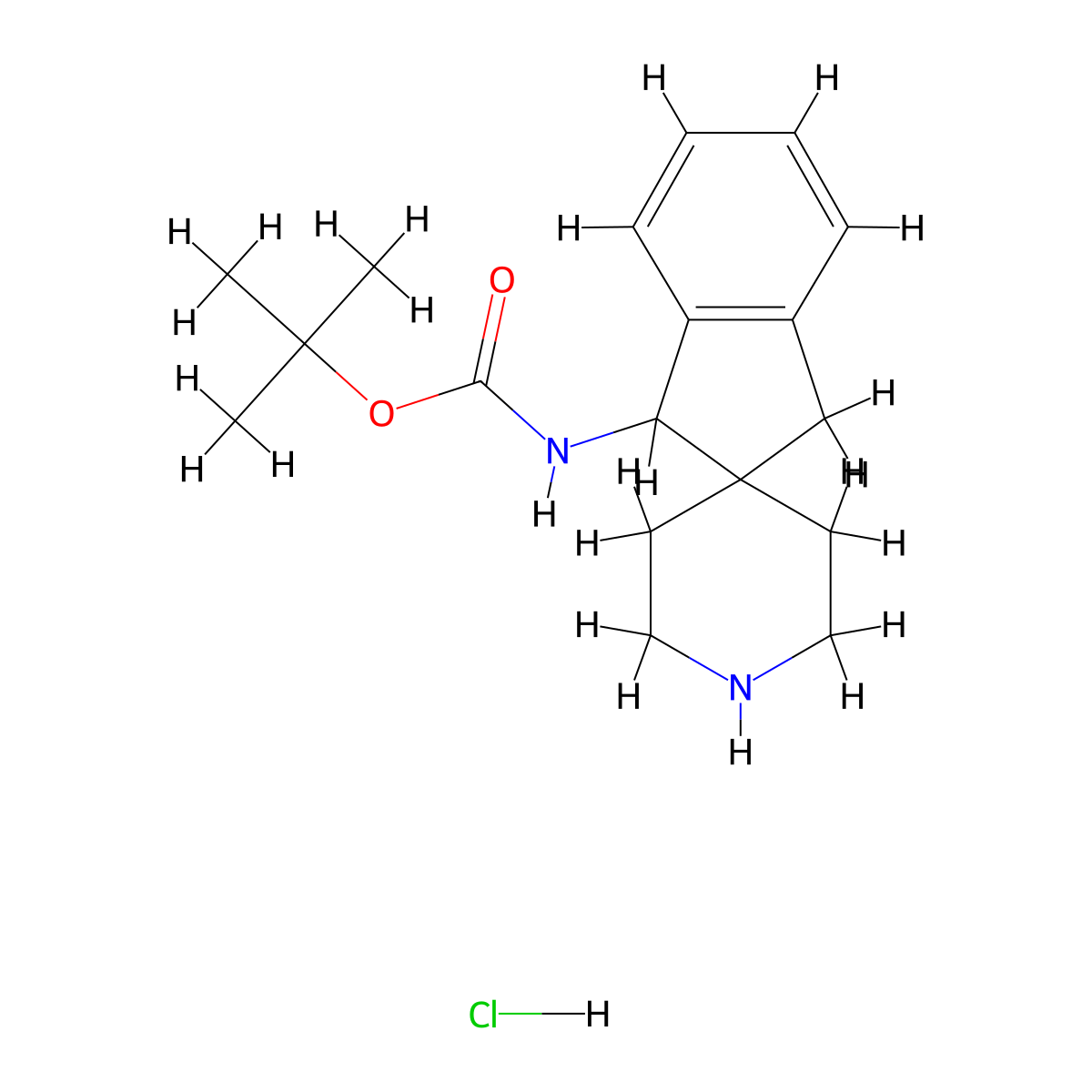 tert-butyl N-{1,3-dihydrospiro[indene-2,4'-piperidin]-3-yl}carbamate hydrochloride molecular structure, CAS 2418643-73-7