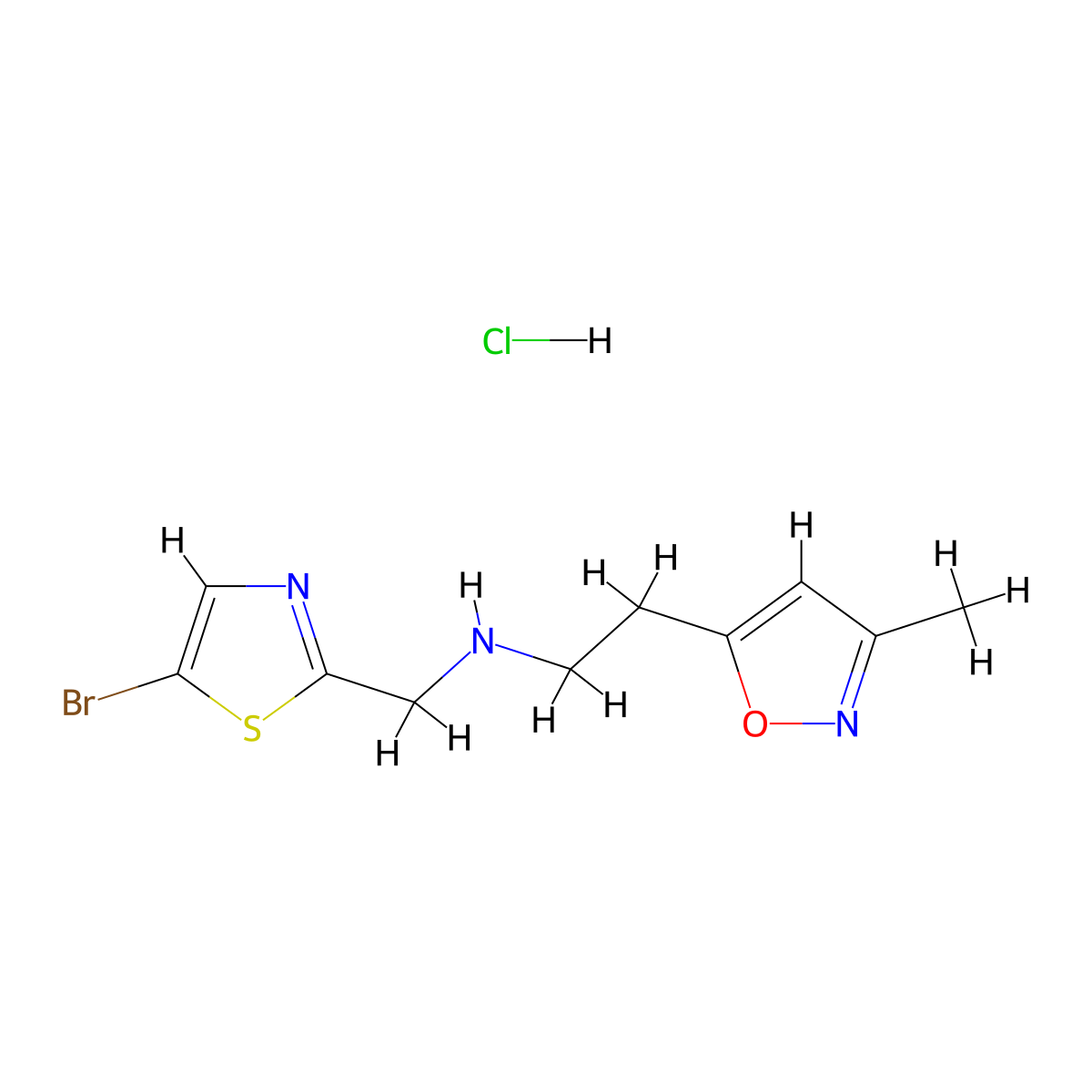 [(5-Bromo-1,3-thiazol-2-yl)methyl][2-(3-methyl-1,2-oxazol-5-yl)ethyl]amine hydrochloride molecular structure, CAS 2418643-85-1