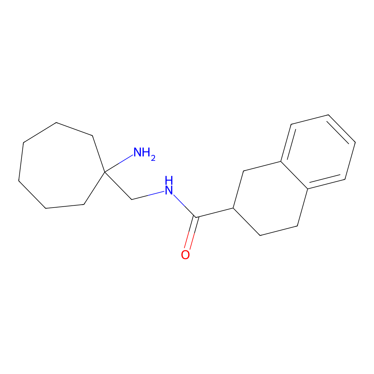 N-[(1-aminocycloheptyl)methyl]-1,2,3,4-tetrahydronaphthalene-2-carboxamide molecular structure, CAS 2418644-12-7