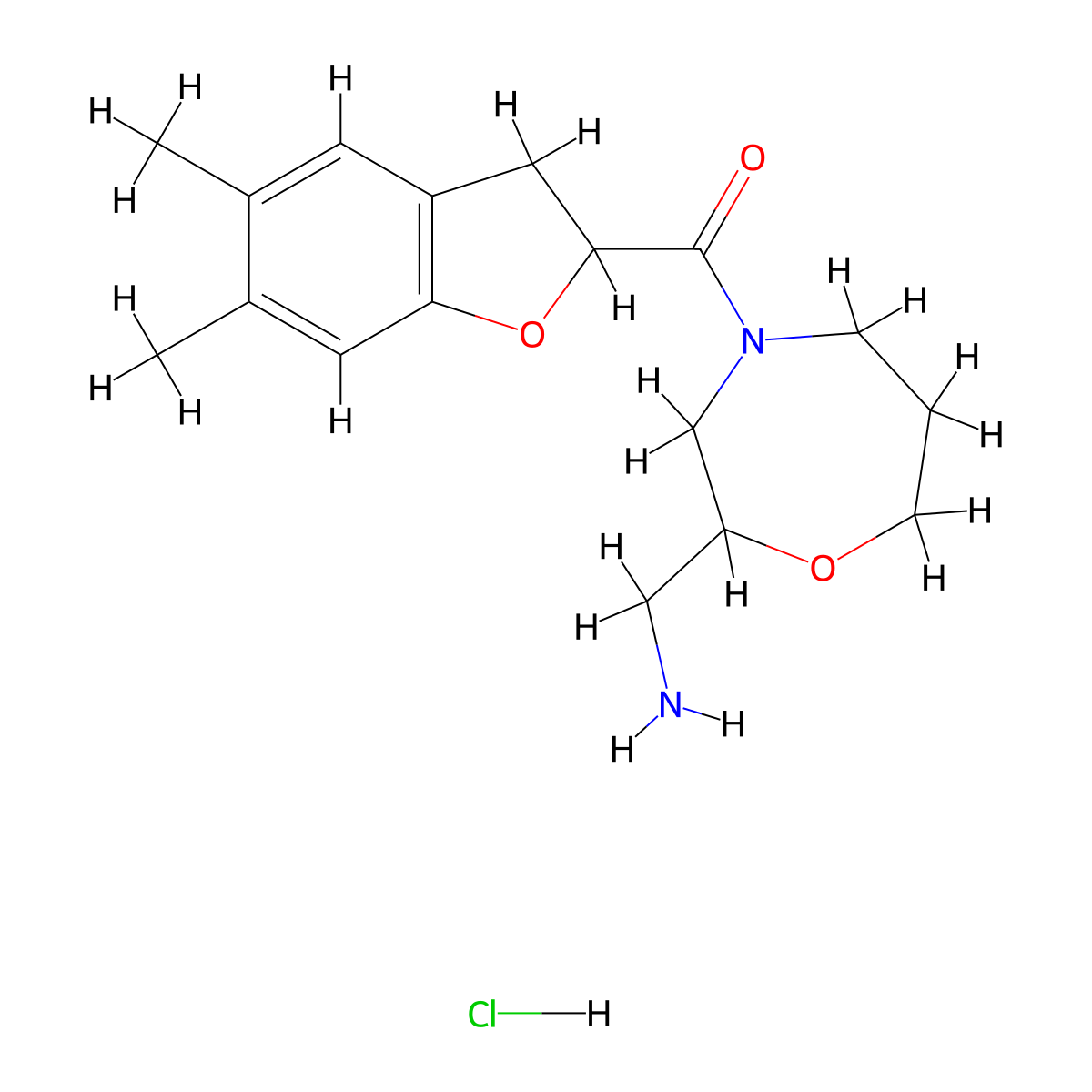 1-[4-(5,6-Dimethyl-2,3-dihydro-1-benzofuran-2-carbonyl)-1,4-oxazepan-2-yl]methanamine hydrochloride molecular structure, CAS 2418644-26-3