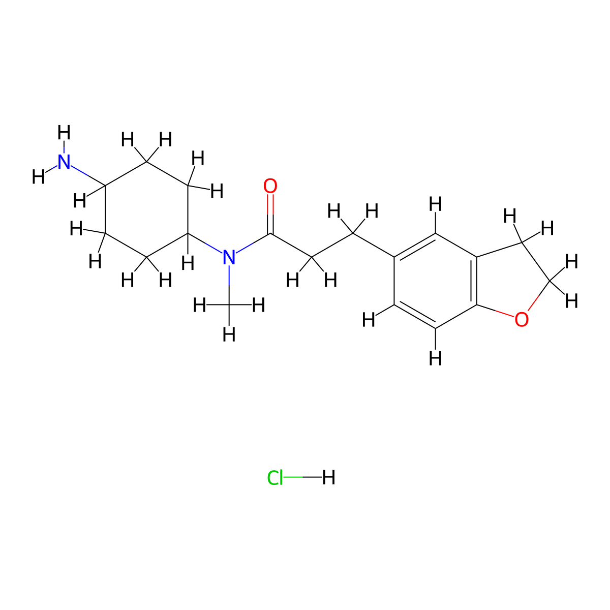 N-(4-aminocyclohexyl)-3-(2,3-dihydro-1-benzofuran-5-yl)-N-methylpropanamide hydrochloride molecular structure, CAS 2418644-37-6