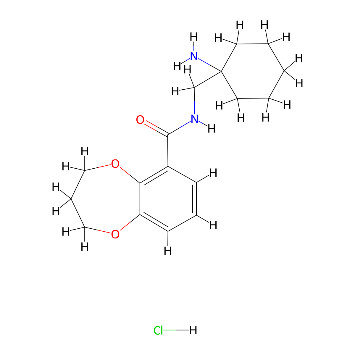 N-[(1-aminocyclohexyl)methyl]-3,4-dihydro-2H-1,5-benzodioxepine-6-carboxamide hydrochloride molecular structure, CAS 2418644-43-4