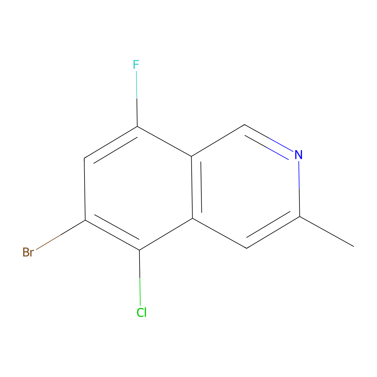 6-Bromo-5-chloro-8-fluoro-3-methylisoquinoline molecular structure, CAS 2418644-92-3