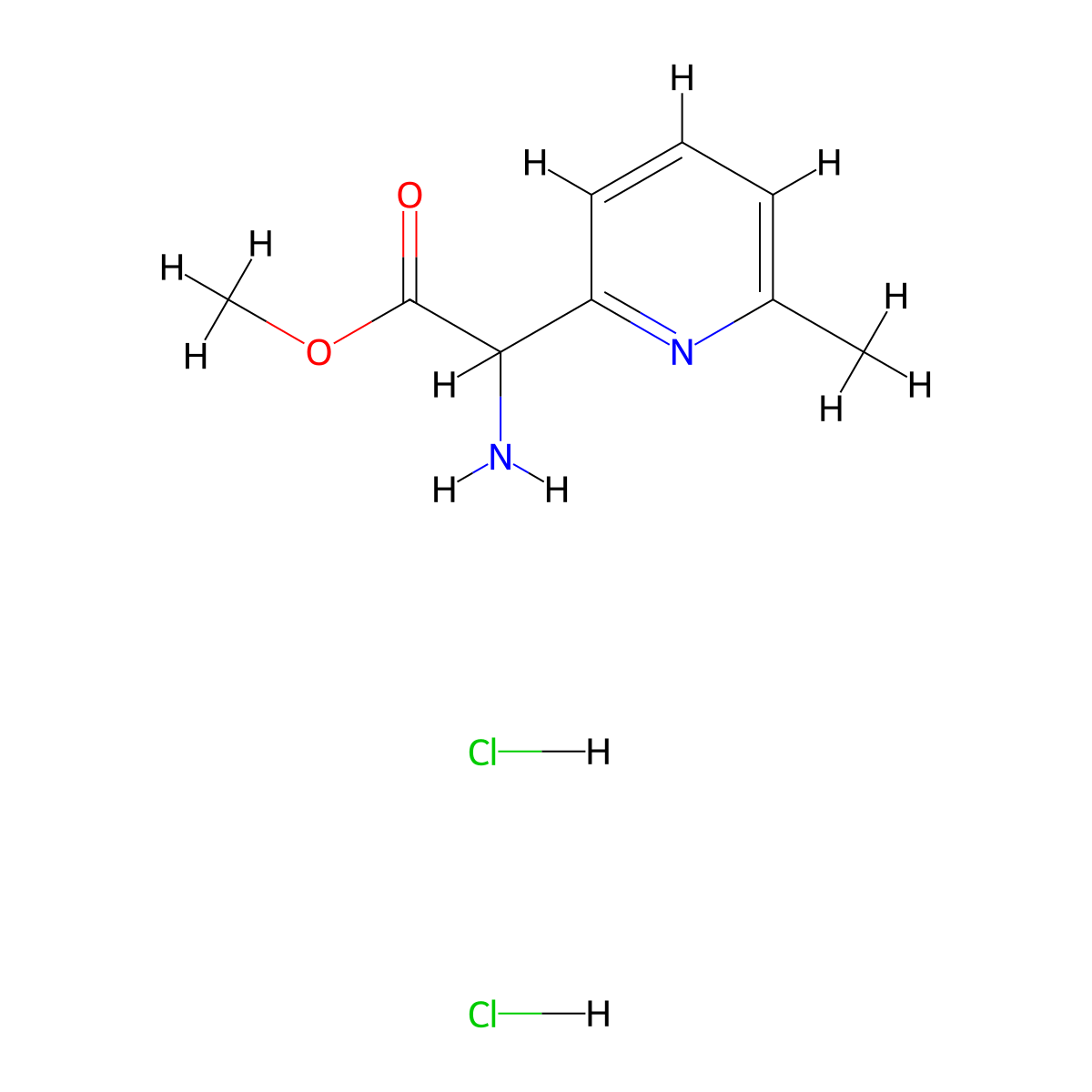 Methyl 2-amino-2-(6-methylpyridin-2-yl)acetate dihydrochloride molecular structure, CAS 2418648-09-4