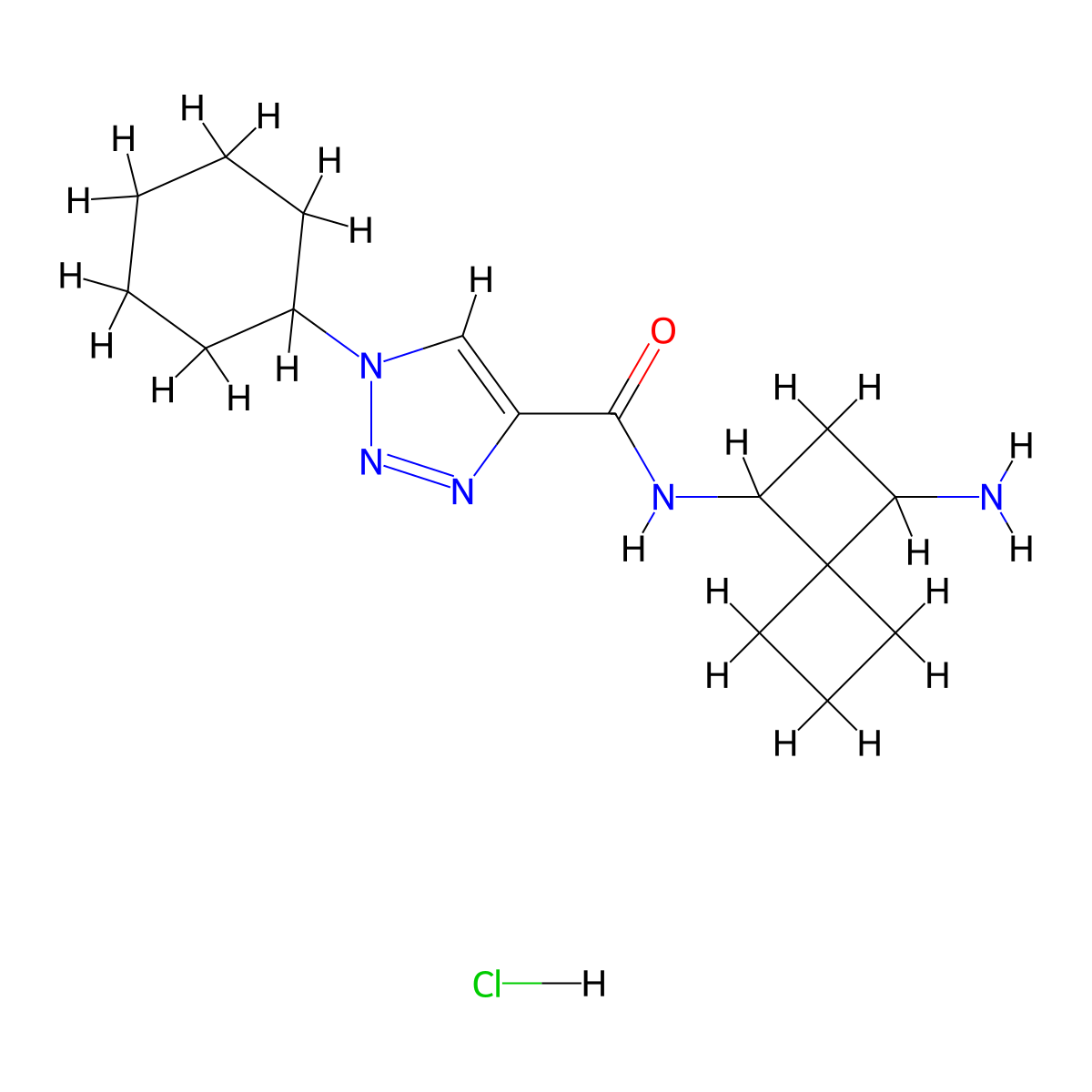 N-(1-Aminospiro[3.3]heptan-3-yl)-1-cyclohexyltriazole-4-carboxamide;hydrochloride molecular structure, CAS 2418648-12-9