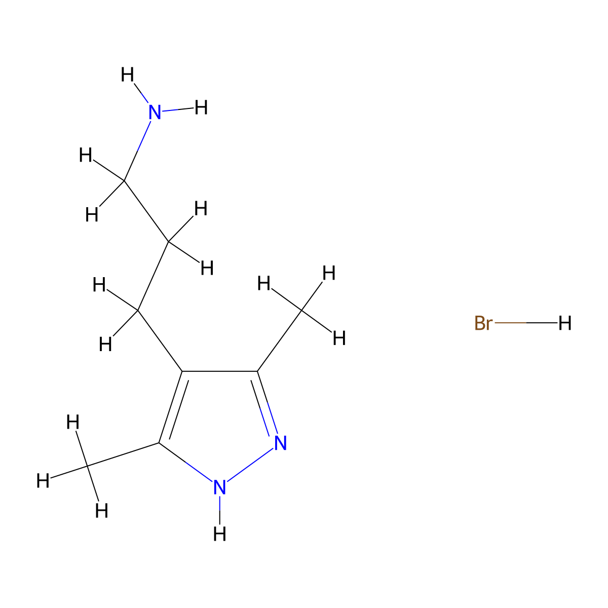 3-(3,5-dimethyl-1H-pyrazol-4-yl)propan-1-amine hydrobromide molecular structure, CAS 2418648-58-3