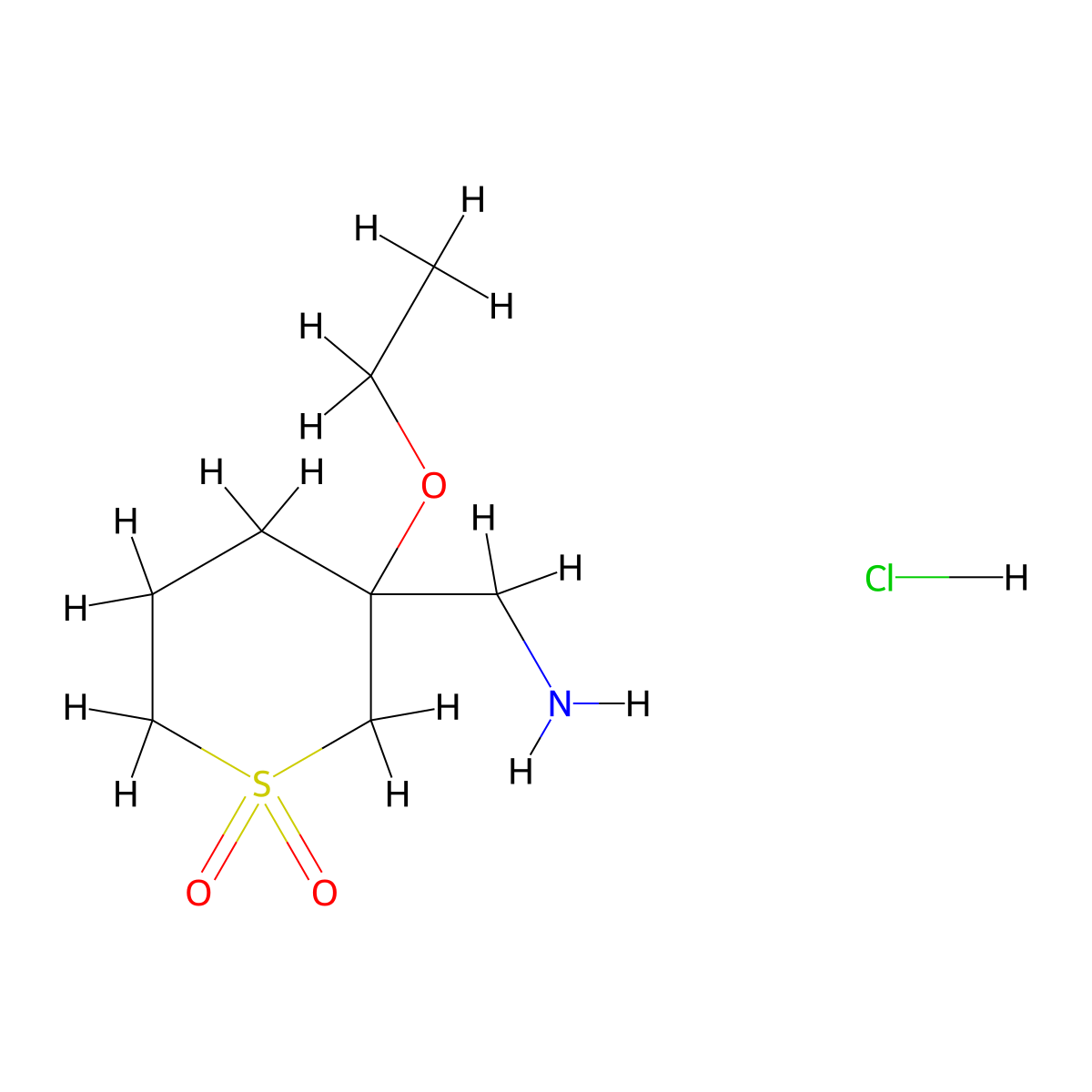 (3-Ethoxy-1,1-dioxothian-3-yl)methanamine;hydrochloride molecular structure, CAS 2418650-02-7