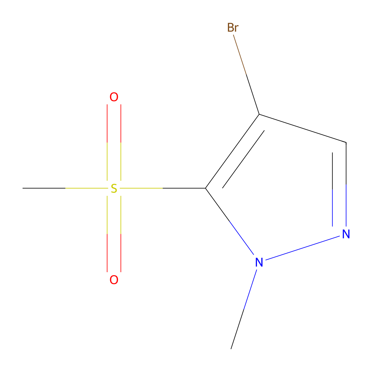 4-bromo-5-methanesulfonyl-1-methyl-1H-pyrazole molecular structure, CAS 2418650-06-1