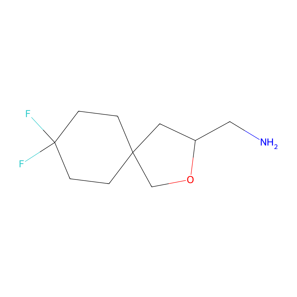 1-{8,8-Difluoro-2-oxaspiro[4.5]decan-3-yl}methanamine molecular structure, CAS 2418651-08-6