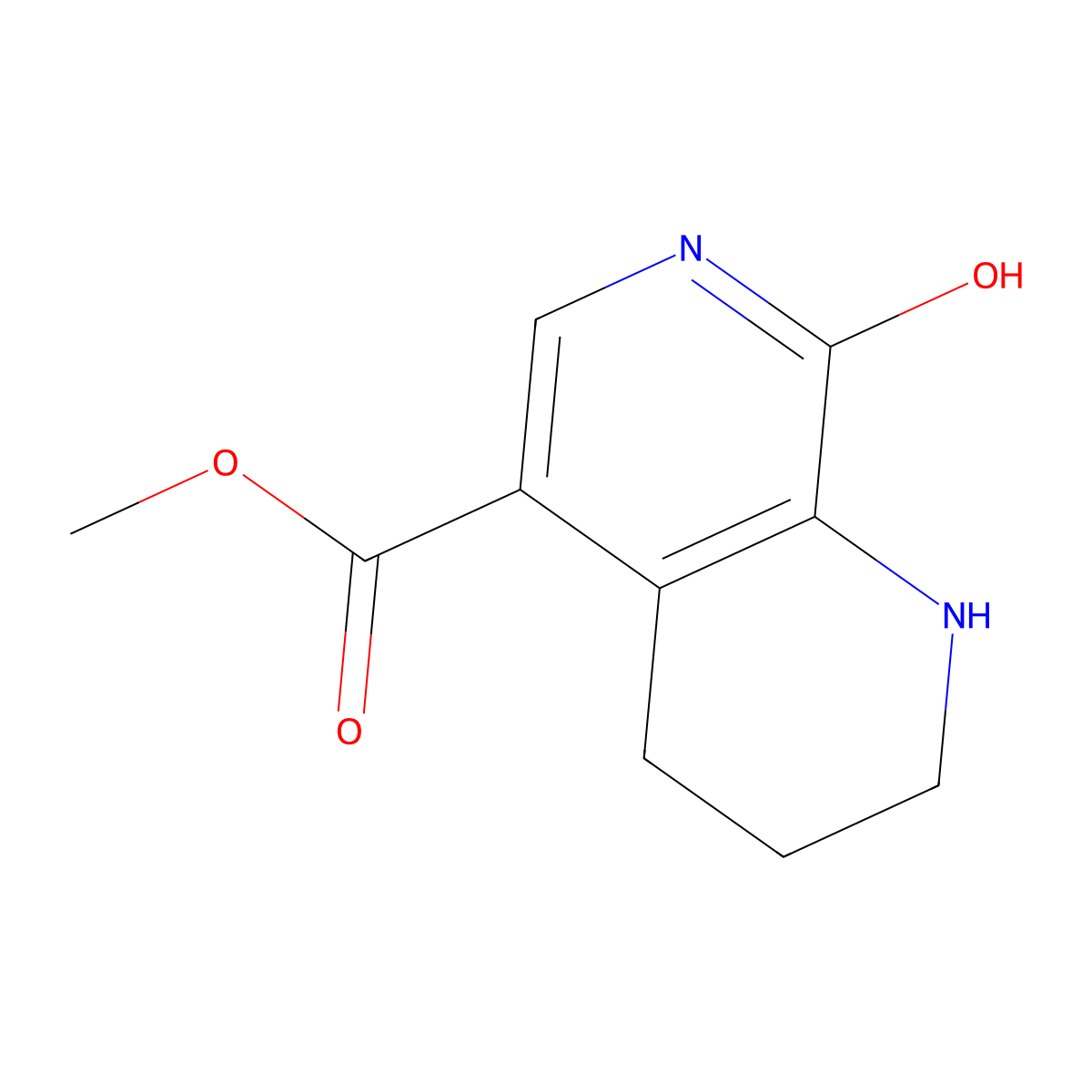 Methyl 8-hydroxy-1,2,3,4-tetrahydro-1,7-naphthyridine-5-carboxylate molecular structure, CAS 2418658-54-3