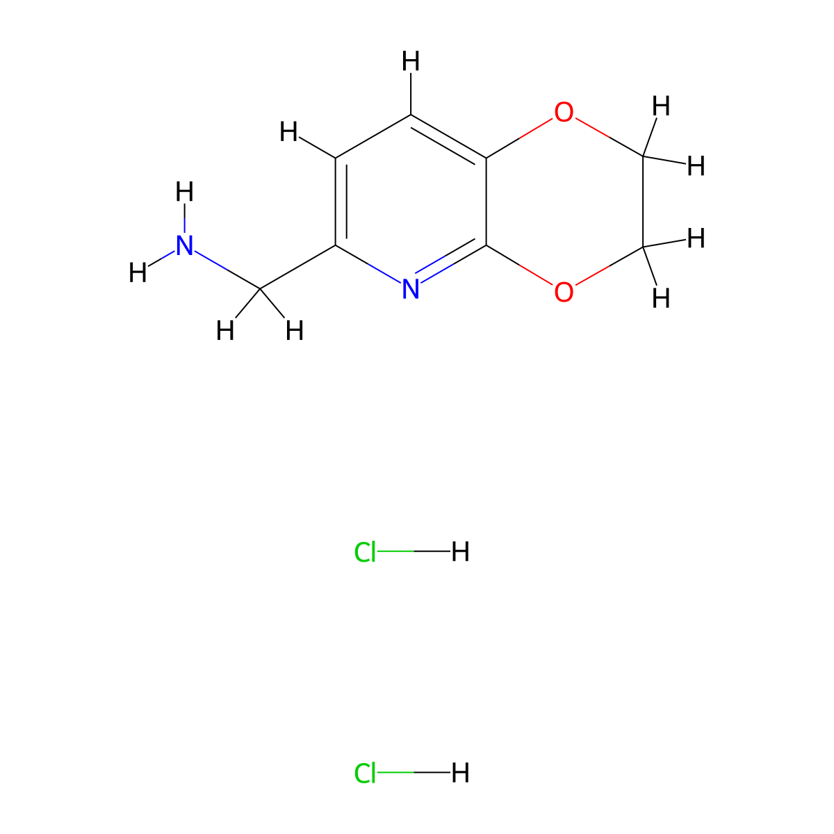 1-{2H,3H-[1,4]dioxino[2,3-b]pyridin-6-yl}methanamine dihydrochloride molecular structure, CAS 2418658-73-6