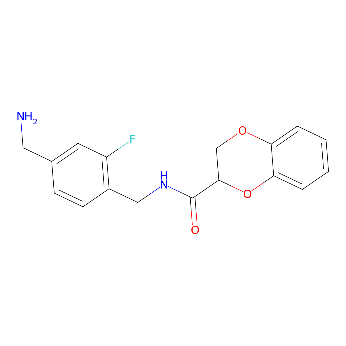 N-{[4-(aminomethyl)-2-fluorophenyl]methyl}-2,3-dihydro-1,4-benzodioxine-2-carboxamide molecular structure, CAS 2418659-98-8
