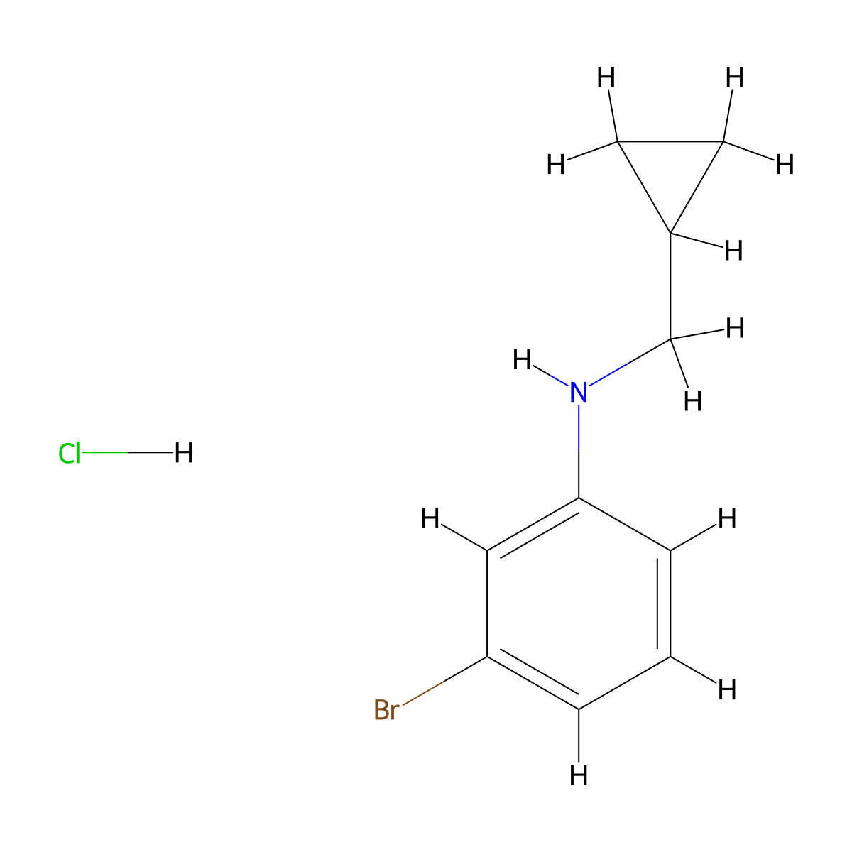 3-bromo-N-(cyclopropylmethyl)aniline hydrochloride molecular structure, CAS 2418661-43-3