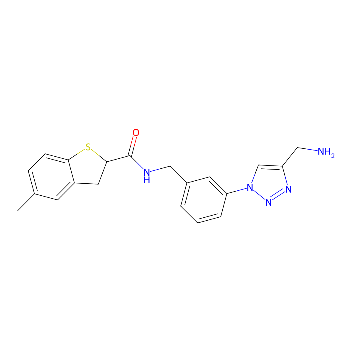 N-({3-[4-(aminomethyl)-1H-1,2,3-triazol-1-yl]phenyl}methyl)-5-methyl-2,3-dihydro-1-benzothiophene-2-carboxamide molecular structure, CAS 2418662-18-5