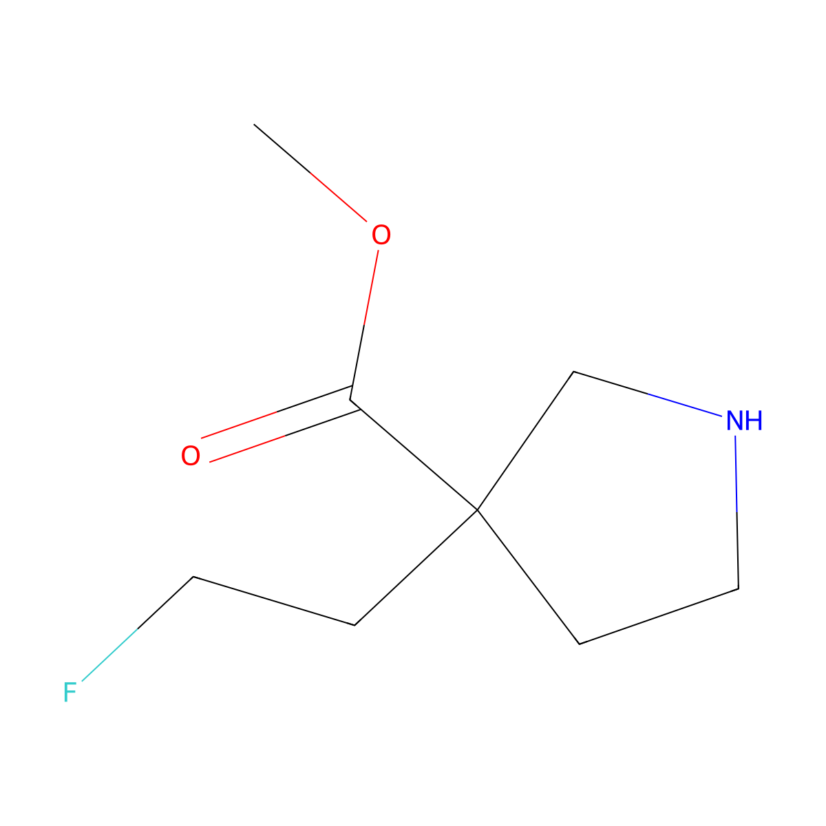 Methyl 3-(2-fluoroethyl)pyrrolidine-3-carboxylate molecular structure, CAS 2418662-52-7