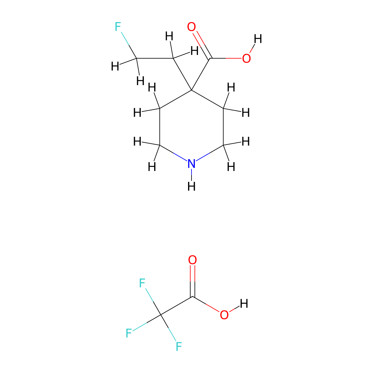 4-(2-Fluoroethyl)piperidine-4-carboxylic acid; trifluoroacetic acid molecular structure, CAS 2418662-63-0