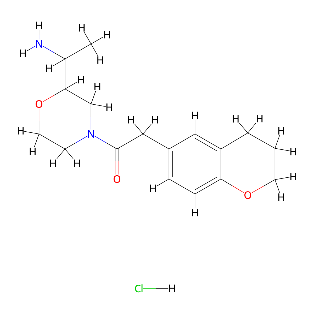 1-[2-(1-aminoethyl)morpholin-4-yl]-2-(3,4-dihydro-2H-1-benzopyran-6-yl)ethan-1-one hydrochloride molecular structure, CAS 2418662-87-8