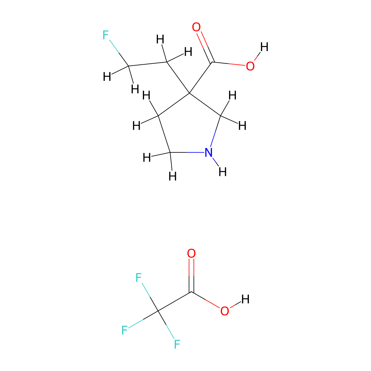 3-(2-Fluoroethyl)pyrrolidine-3-carboxylic acid; trifluoroacetic acid molecular structure, CAS 2418663-21-3