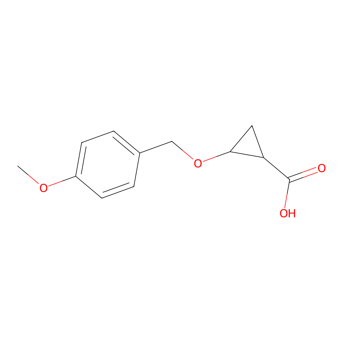 2-[(4-Methoxyphenyl)methoxy]cyclopropane-1-carboxylic acid molecular structure, CAS 2418663-56-4