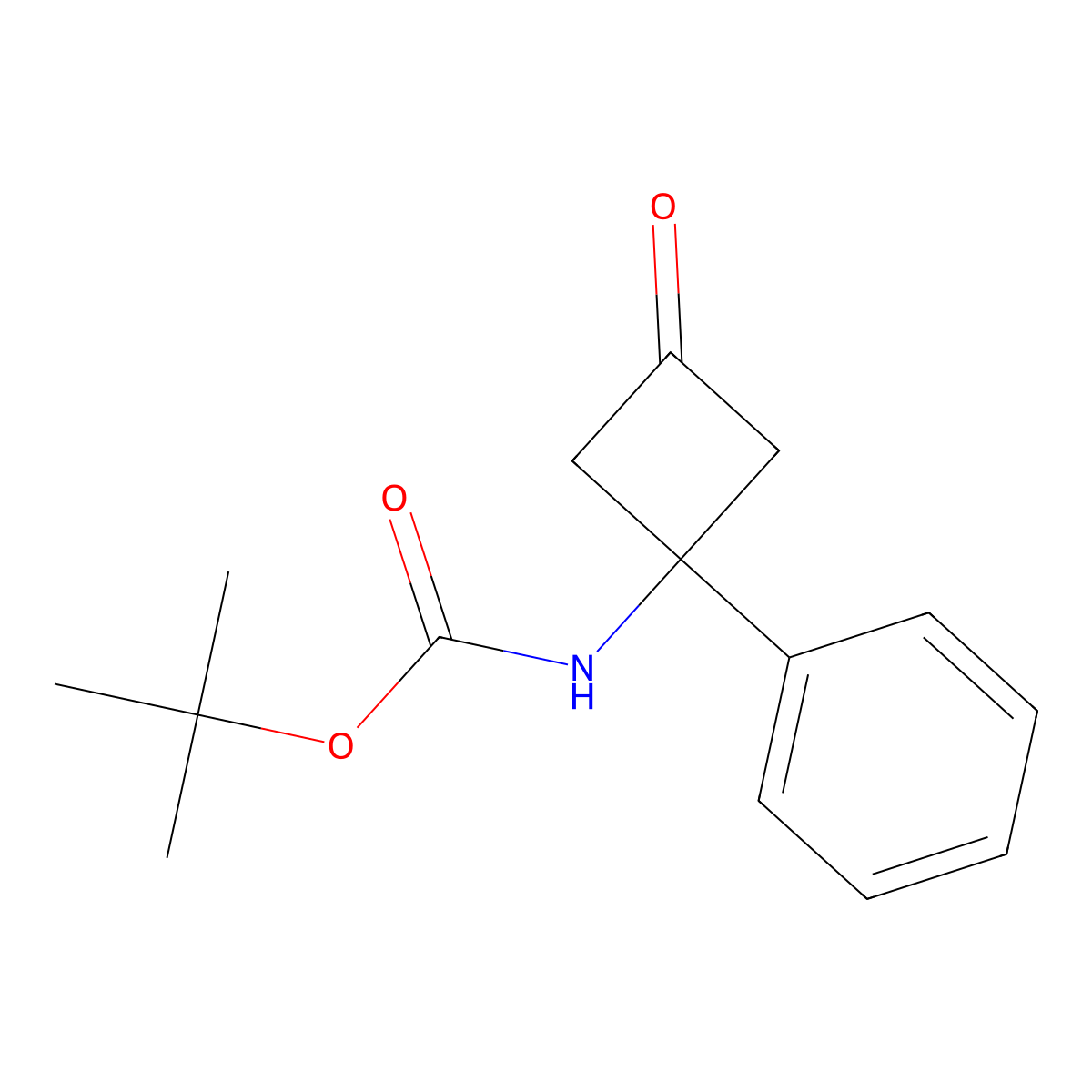 tert-butyl N-(3-oxo-1-phenylcyclobutyl)carbamate molecular structure, CAS 2418663-64-4