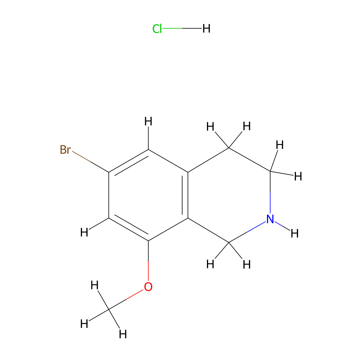6-Bromo-8-methoxy-1,2,3,4-tetrahydroisoquinoline hydrochloride molecular structure, CAS 2418666-62-1