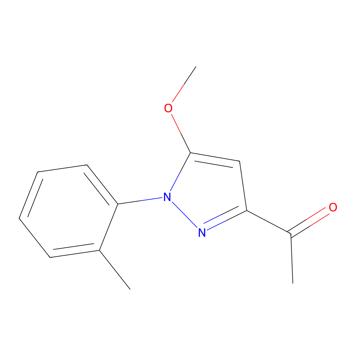 1-[5-methoxy-1-(2-methylphenyl)-1H-pyrazol-3-yl]ethan-1-one molecular structure, CAS 2418667-23-7
