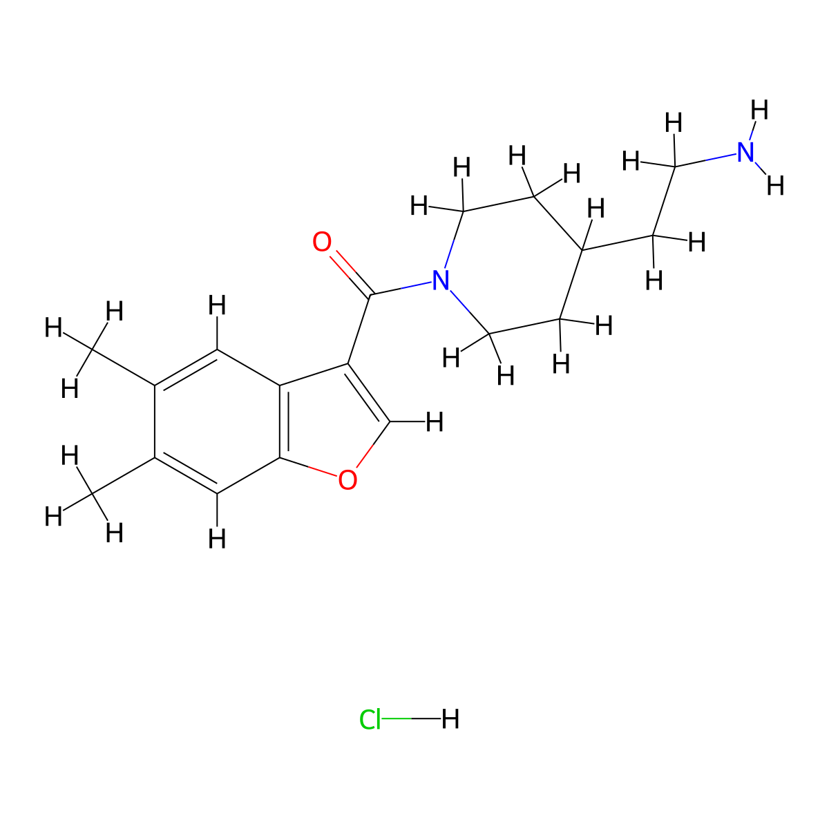 [4-(2-Aminoethyl)piperidin-1-yl]-(5,6-dimethyl-1-benzofuran-3-yl)methanone;hydrochloride molecular structure, CAS 2418667-60-2