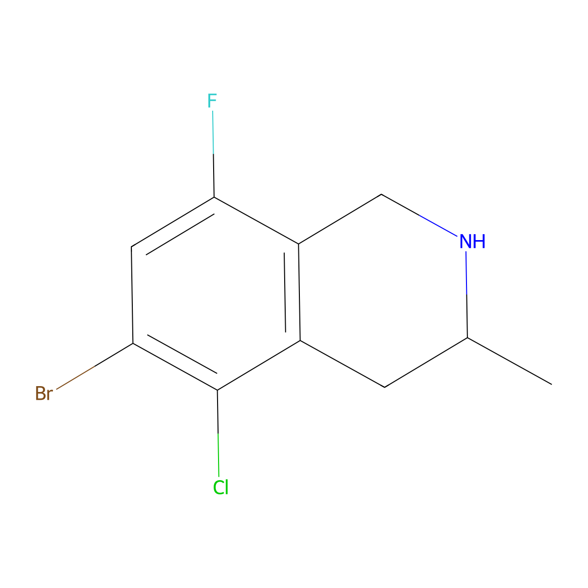 6-Bromo-5-chloro-8-fluoro-3-methyl-1,2,3,4-tetrahydroisoquinoline molecular structure, CAS 2418667-61-3