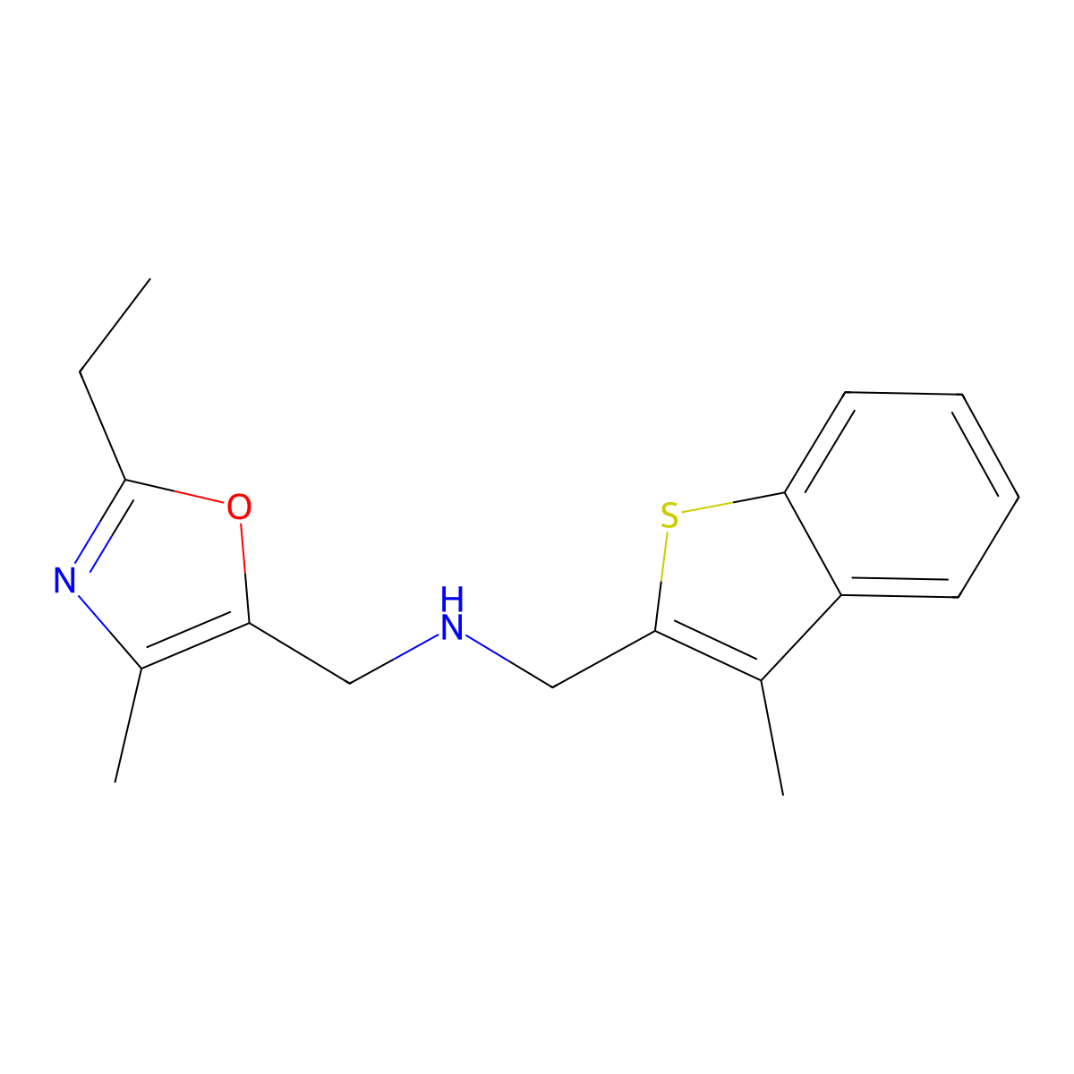 [(2-Ethyl-4-methyl-1,3-oxazol-5-yl)methyl][(3-methyl-1-benzothiophen-2-yl)methyl]amine molecular structure, CAS 2418667-62-4