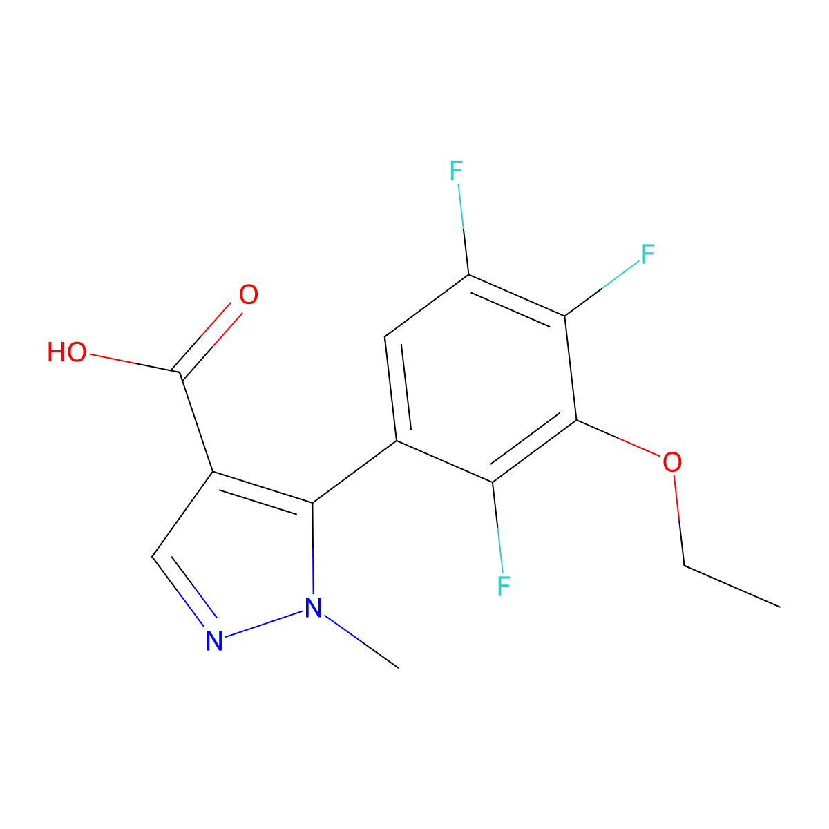 5-(3-ethoxy-2,4,5-trifluorophenyl)-1-methyl-1H-pyrazole-4-carboxylic acid molecular structure, CAS 2418667-73-7