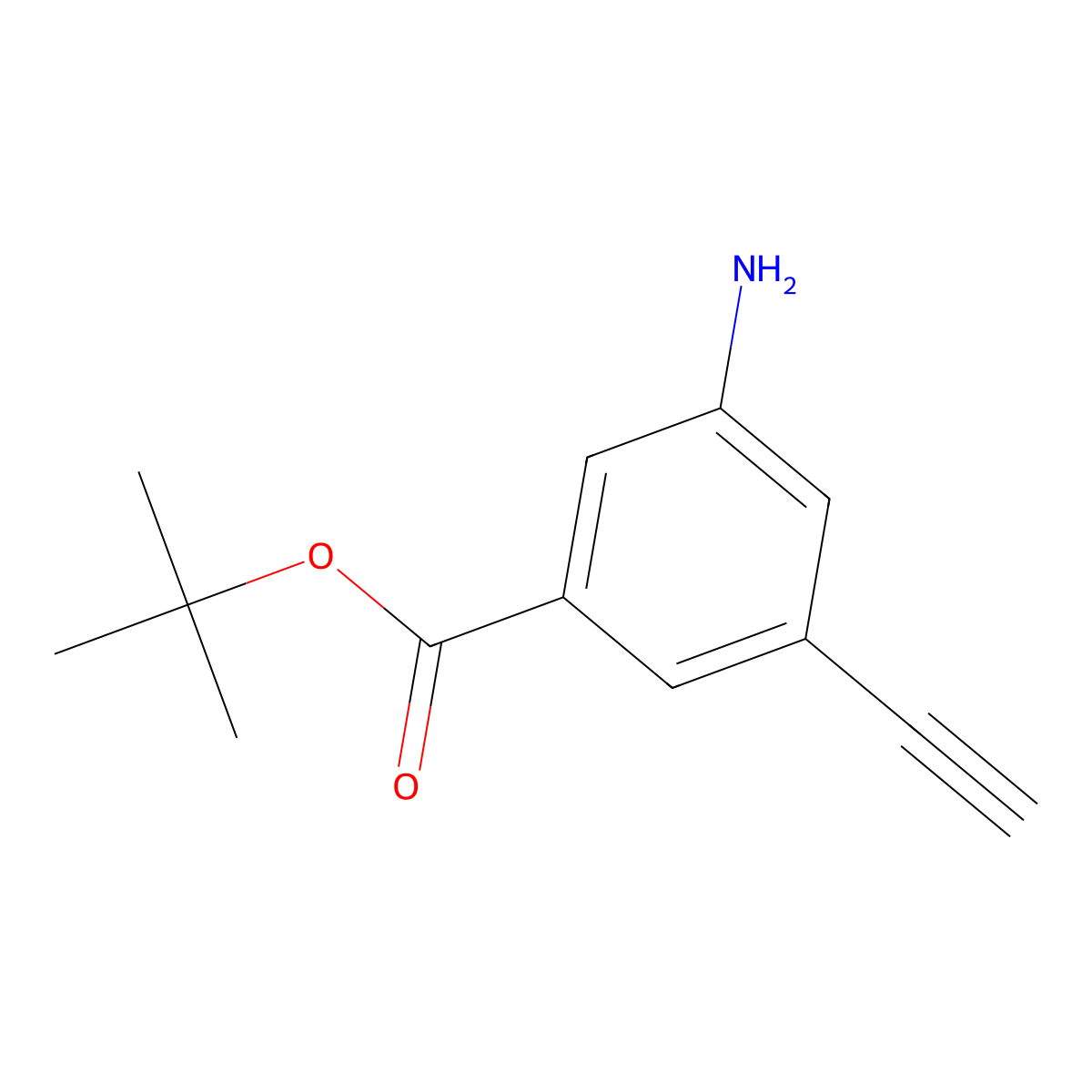 Tert-butyl 3-amino-5-ethynylbenzoate molecular structure, CAS 2418668-55-8
