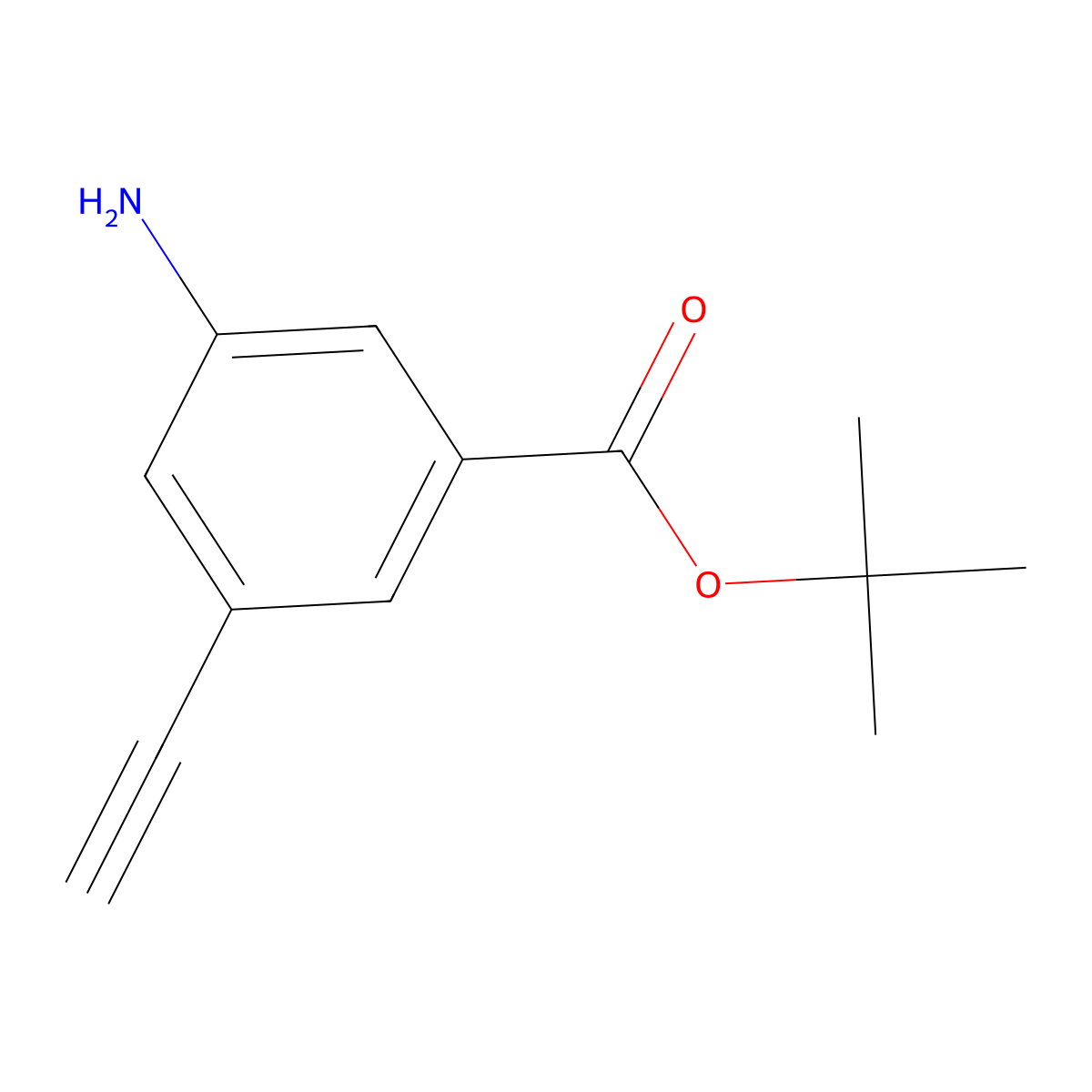 Tert-butyl 3-amino-5-ethynylbenzoate molecular structure, CAS 2418668-55-8