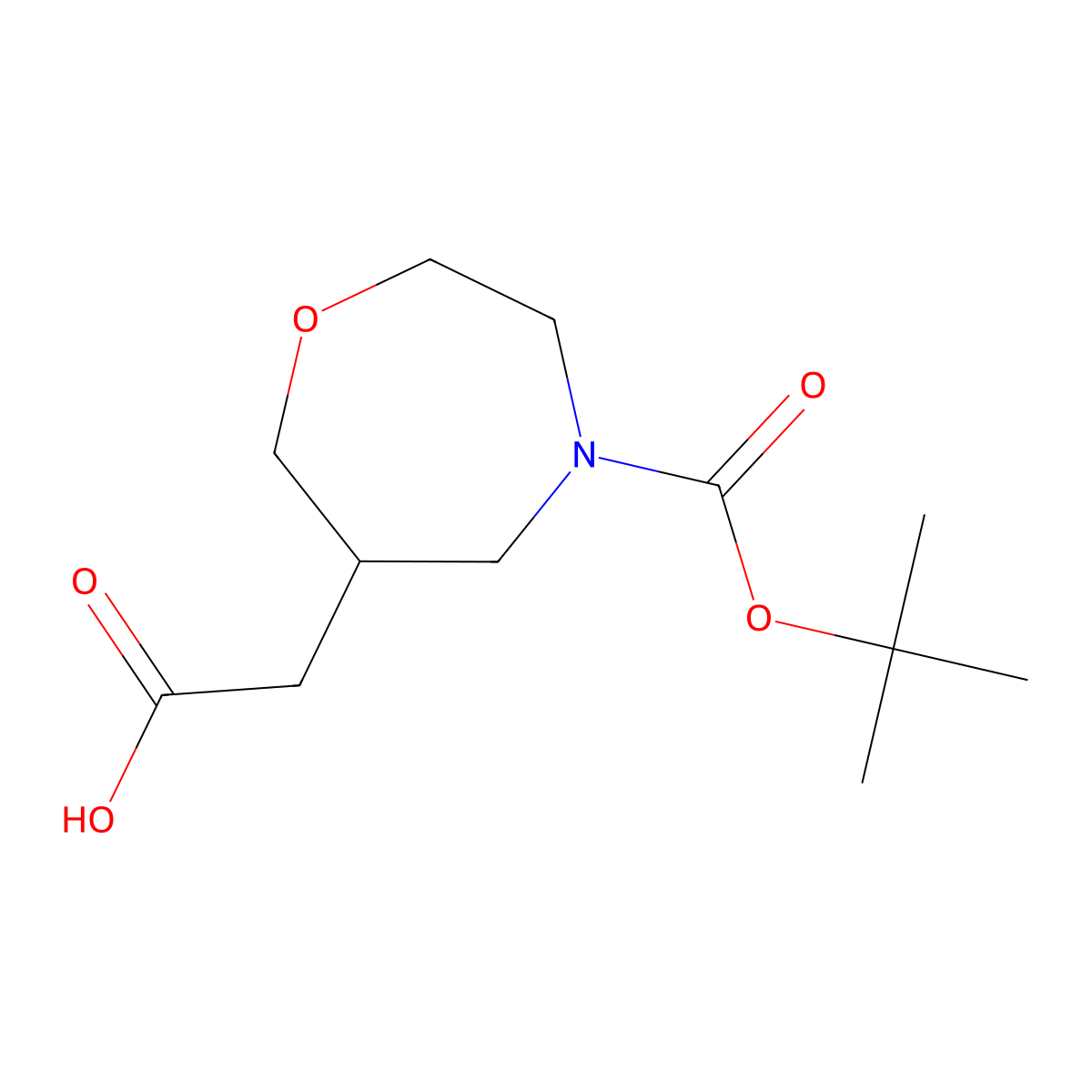 2-(4-((Tert-butoxy)carbonyl)-1,4-oxazepan-6-yl)acetic acid molecular structure, CAS 2418669-31-3