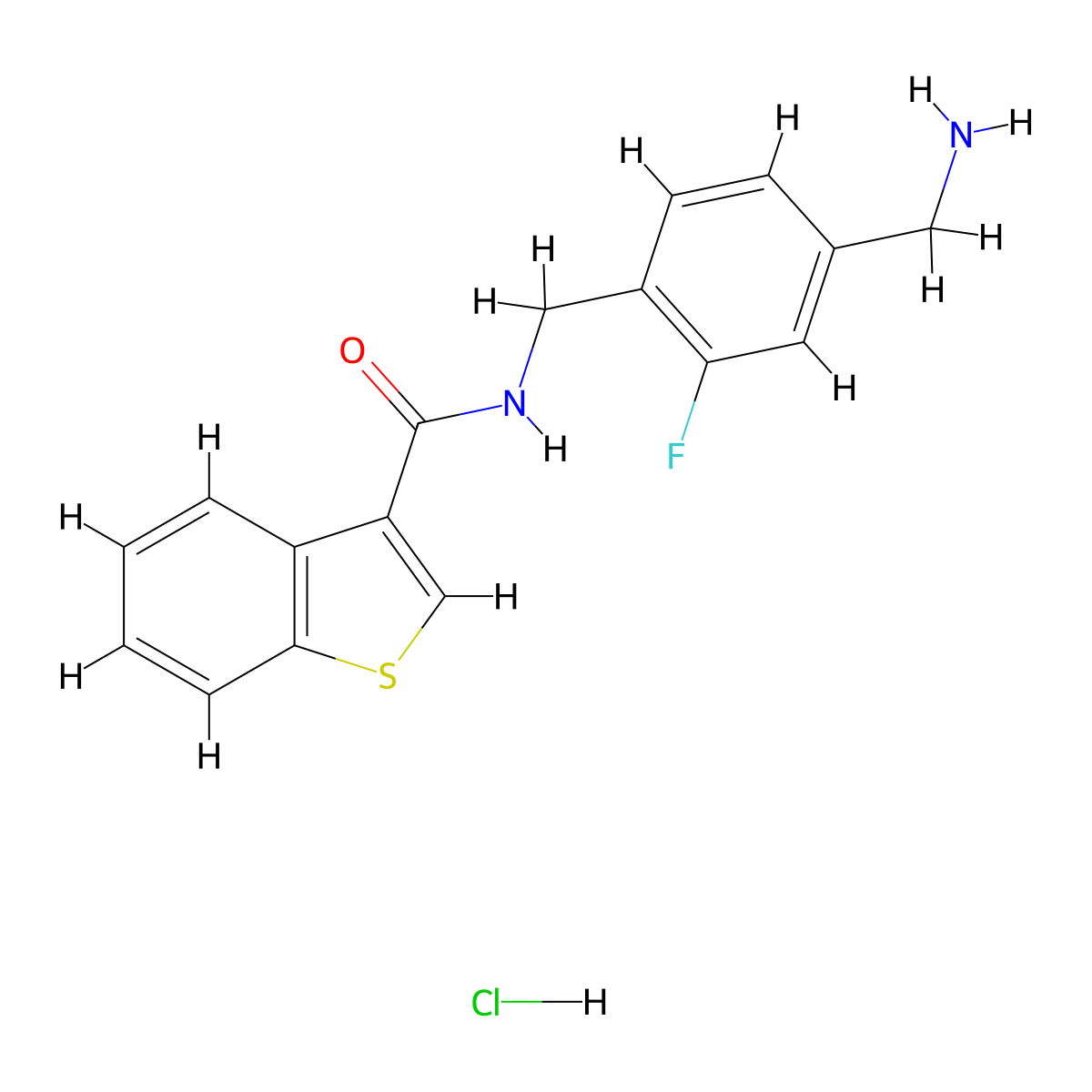 N-{[4-(aminomethyl)-2-fluorophenyl]methyl}-1-benzothiophene-3-carboxamide hydrochloride molecular structure, CAS 2418669-62-0