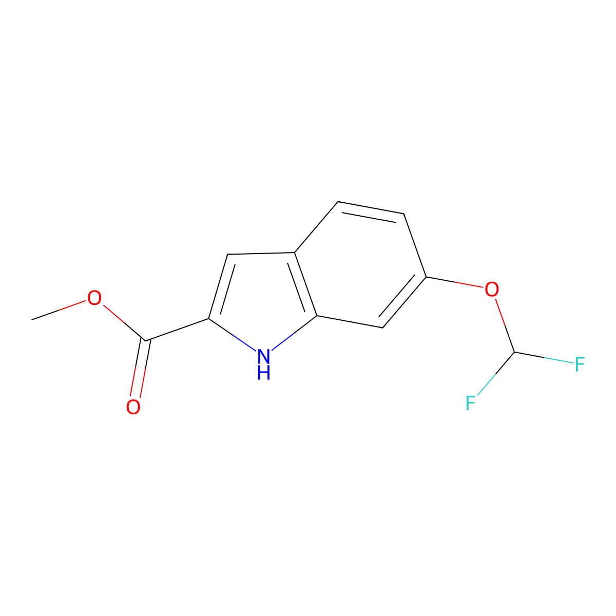 Methyl 6-(difluoromethoxy)-1H-indole-2-carboxylate molecular structure, CAS 2418671-27-7
