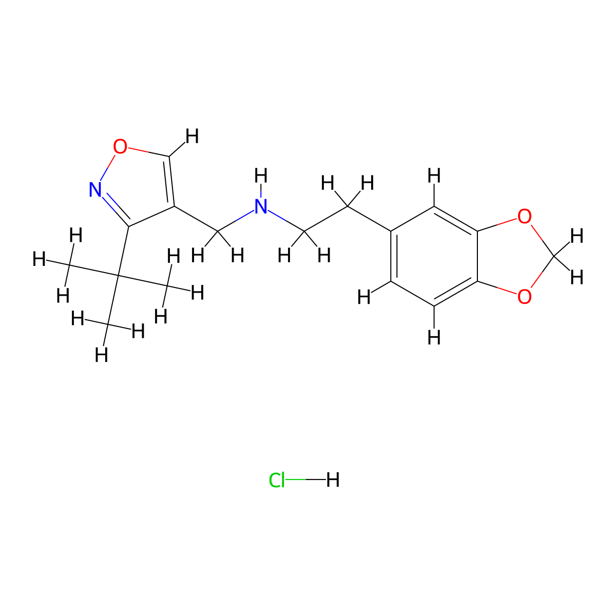 [2-(1,3-Dioxaindan-5-yl)ethyl][(3-tert-butyl-1,2-oxazol-4-yl)methyl]amine hydrochloride molecular structure, CAS 2418671-72-2