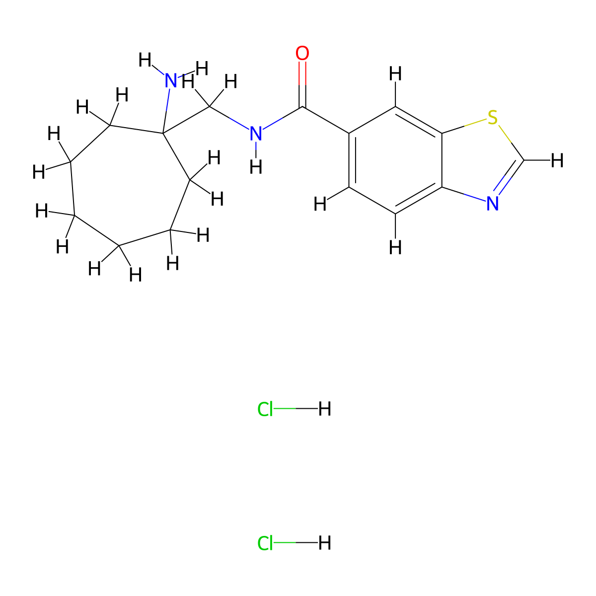 N-[(1-aminocycloheptyl)methyl]-1,3-benzothiazole-6-carboxamide dihydrochloride molecular structure, CAS 2418671-75-5