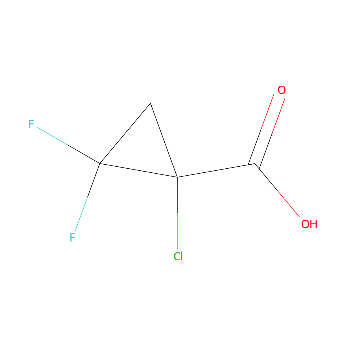 1-Chloro-2,2-difluorocyclopropane-1-carboxylic acid molecular structure, CAS 2418671-87-9