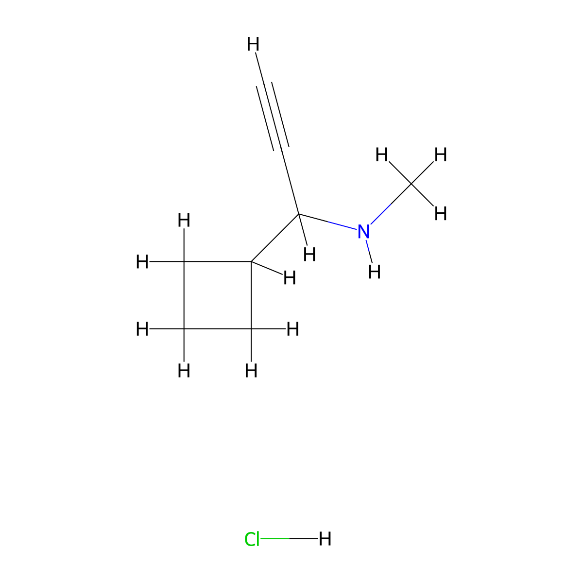 (1-Cyclobutylprop-2-yn-1-yl)(methyl)amine hydrochloride molecular structure, CAS 2418671-93-7
