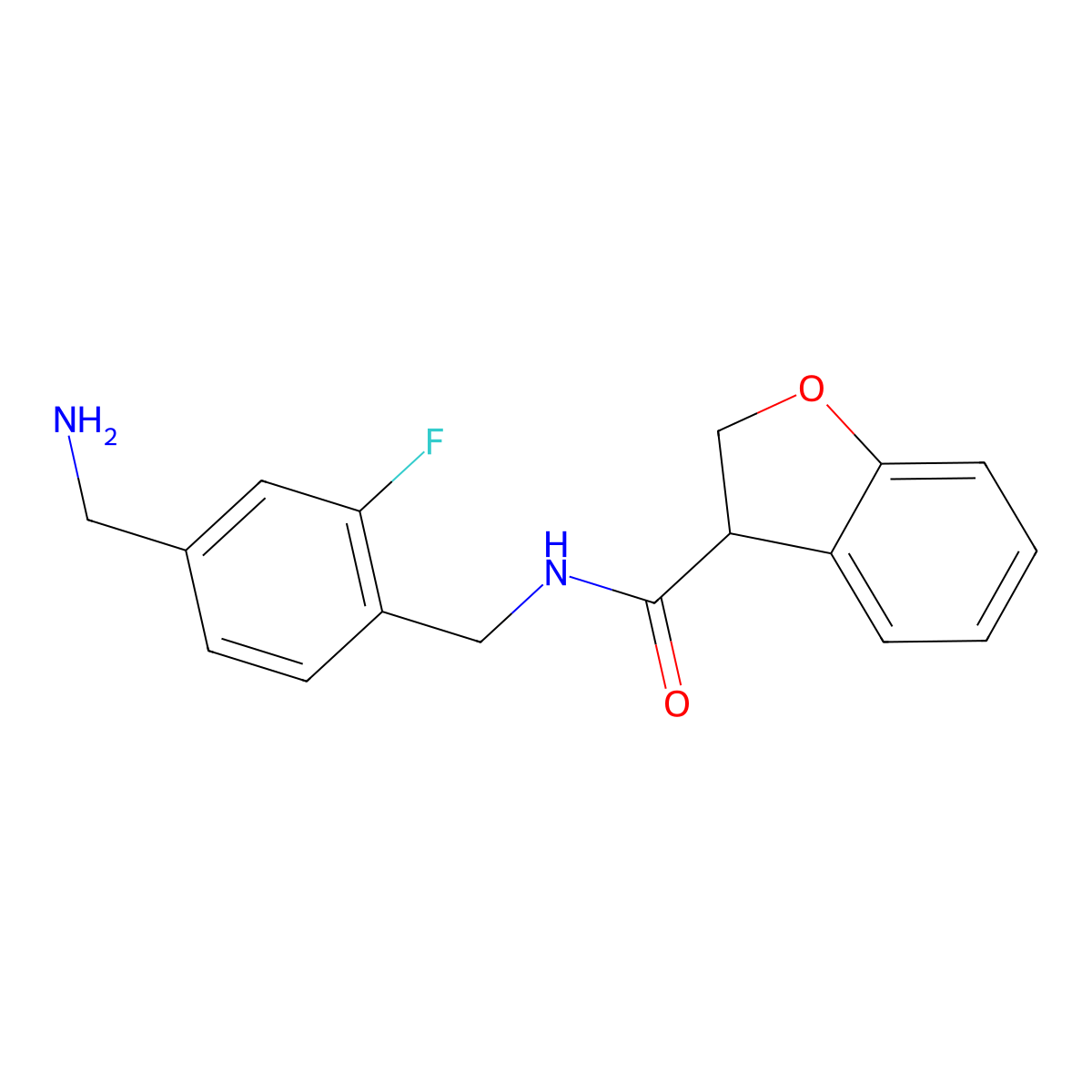 N-{[4-(aminomethyl)-2-fluorophenyl]methyl}-2,3-dihydro-1-benzofuran-3-carboxamide molecular structure, CAS 2418673-16-0