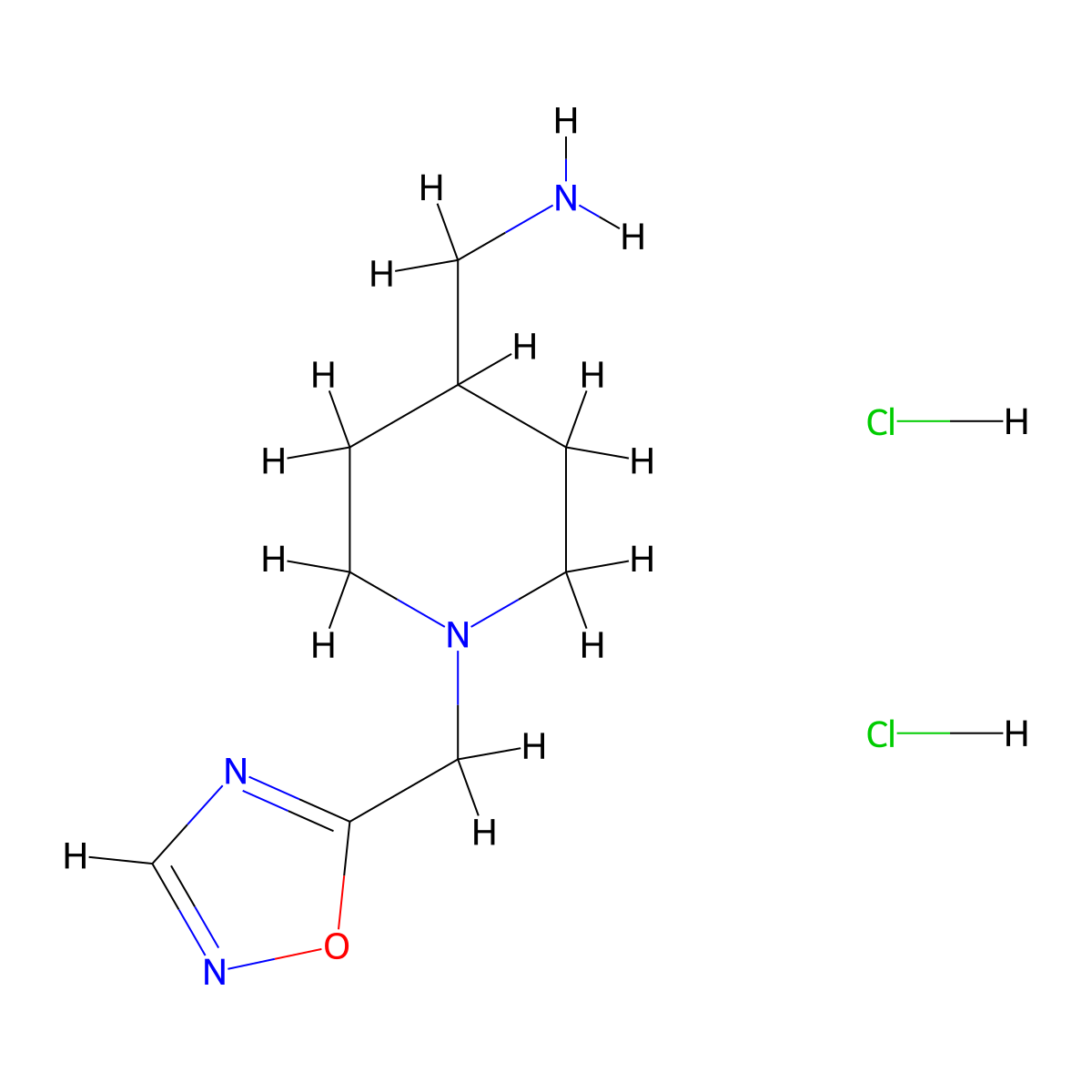 1-{1-[(1,2,4-Oxadiazol-5-yl)methyl]piperidin-4-yl}methanamine dihydrochloride molecular structure, CAS 2418673-23-9